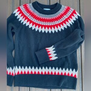 Charter Club Black Christmas Sweater with Red and White Pattern Women’s S